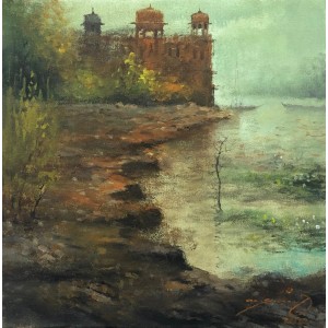 A. Q. Arif, 14 x 14 Inch, Oil on Canvas, Citysscape Painting, AC-AQ-330